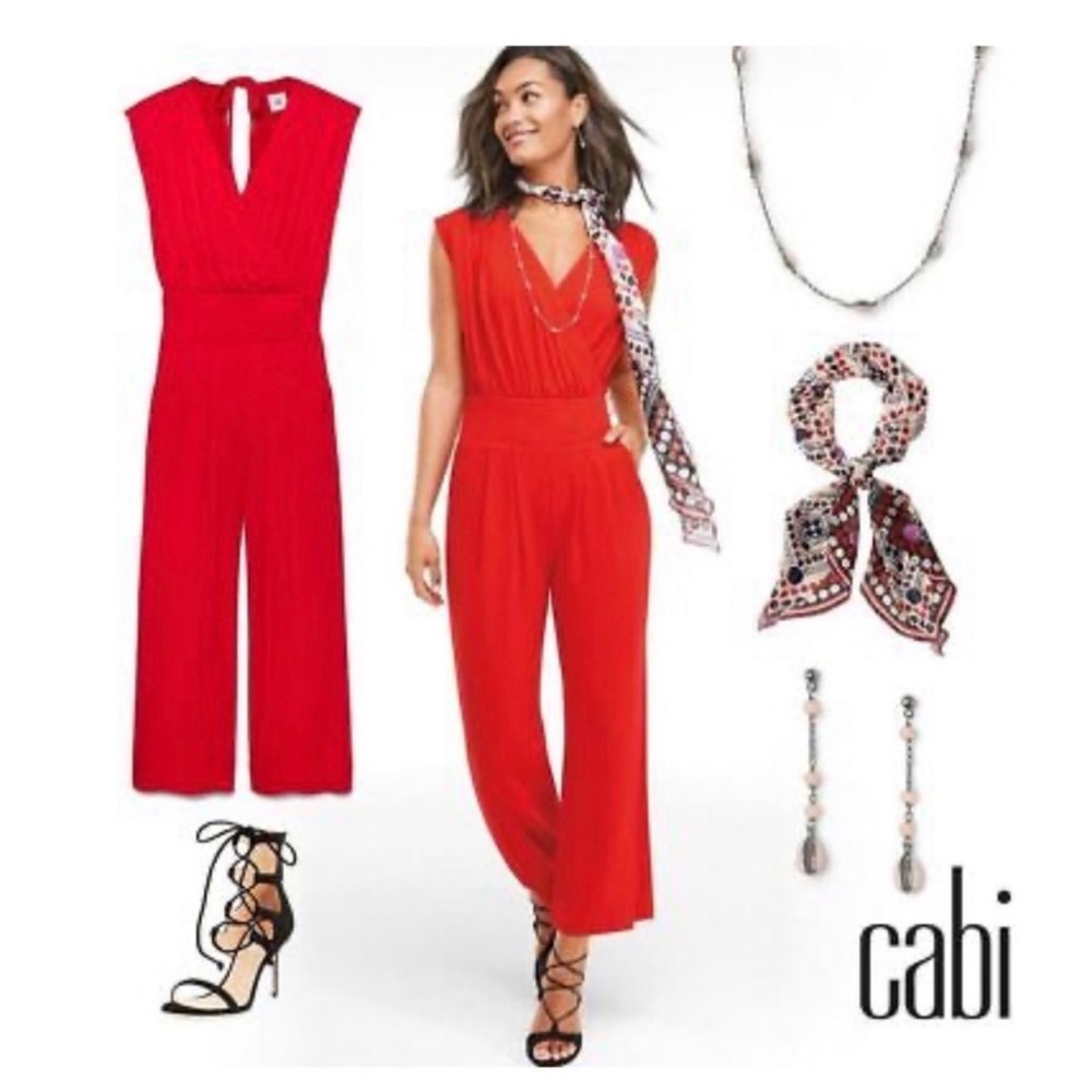 NWT Cabi Uptown Jumpsuit‎ Ankle in Vermilion Red M - Picture 7 of 17